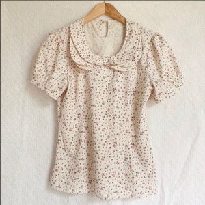 Vintage inspired 1950s Floral Puff Sleeve Blouse